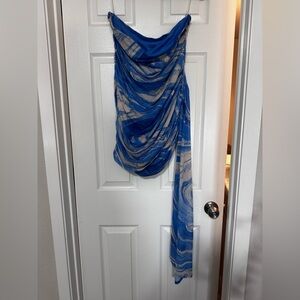 Shein Curve Blue and Beige Draped Dress